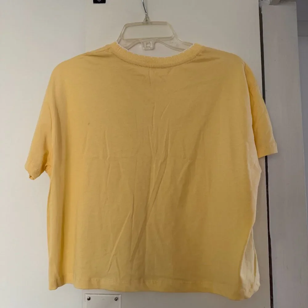 MANGO butter yellow t-shirt size L neckline crochet brand new with tags NWT - Picture 6 of 6